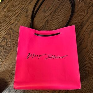 Betsey Johnson Vibrant Pink Tote with Black Handles